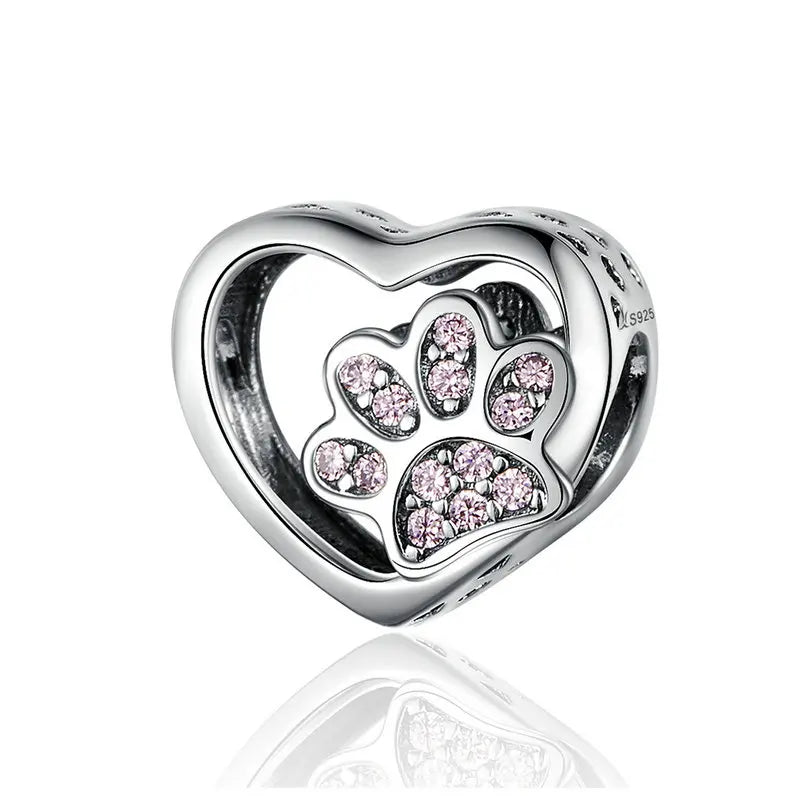 BAMOER Silver Charm Collection 925 Sterling Silver Dazzling CZ Beads fit Bracelets & Bangles Jewelry