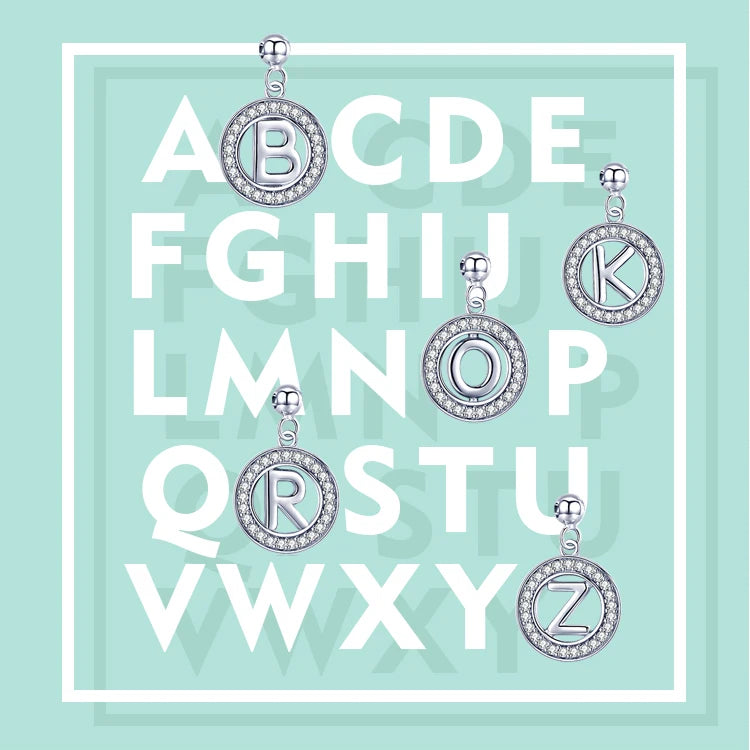 BAMOER 925 Sterling Silver Vintage Letter A to Z Initial M S K Alphabet Pendant Long Chain Necklace Fine Jewelry