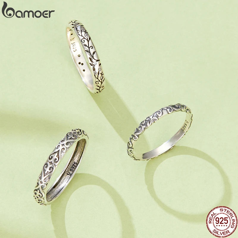 925 Sterling Silver Vintage Embossed Vine Pattern Ring