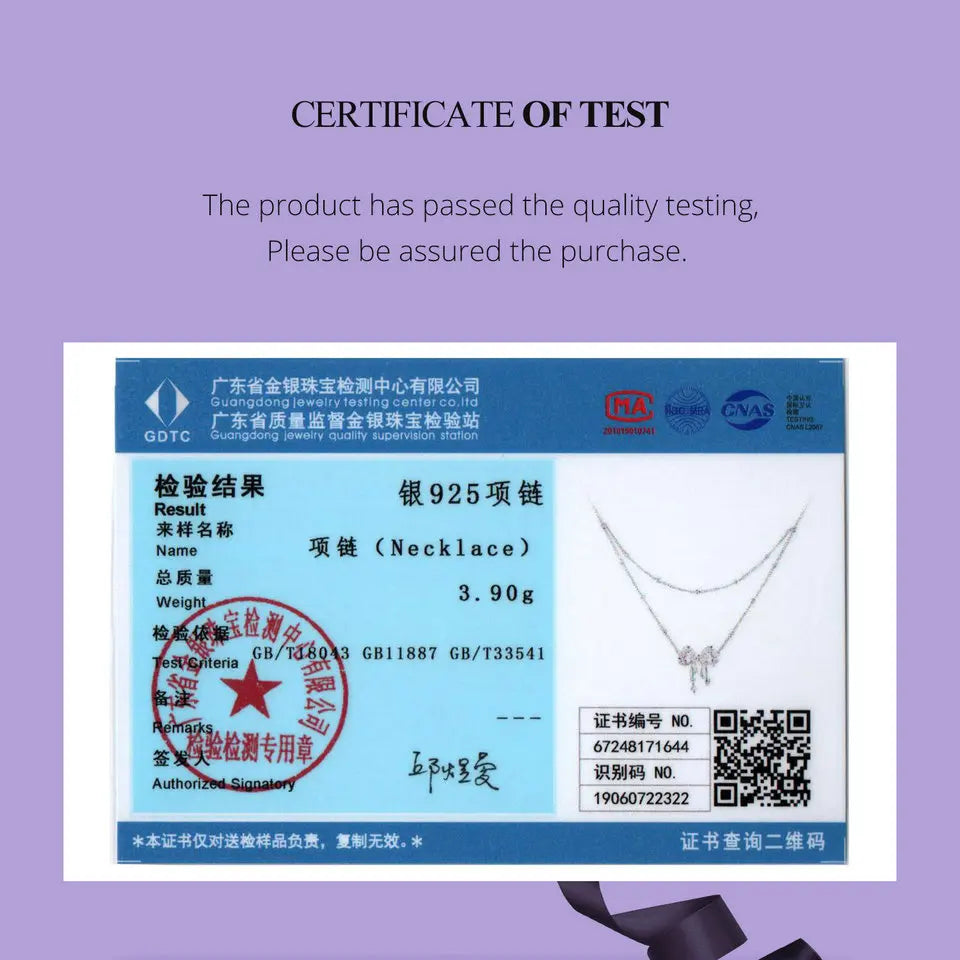 BAMOER Dazzling Bow Necklace for Women Girl, 925 Sterling Silver Bowknot Choker Necklace White Gold Plated Birthday Jewelry Gift