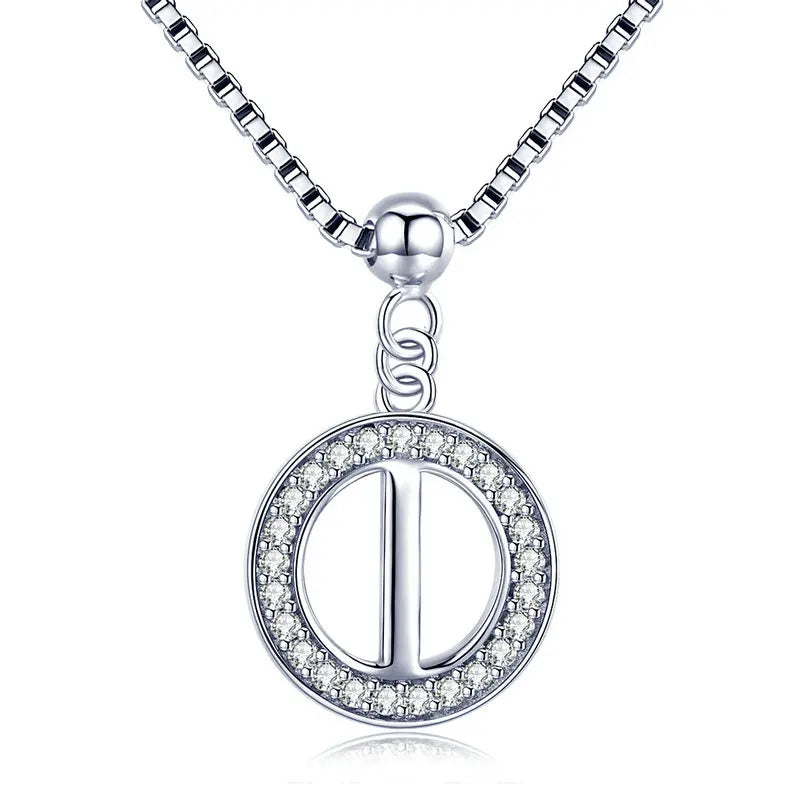 BAMOER 925 Sterling Silver Vintage Letter A to Z Initial M S K Alphabet Pendant Long Chain Necklace Fine Jewelry