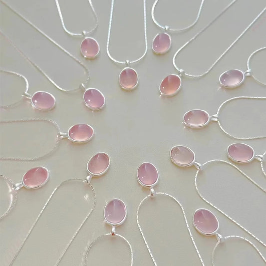 925 Sterling Silver Pink Crystal Moonstone Necklace Grace and inner strength