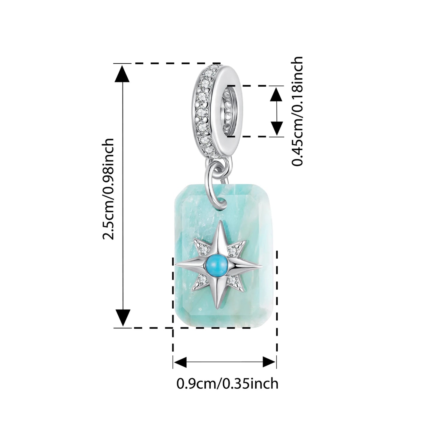 Bamoer 925 Sterling Silver Four Leaf Clover Dangle Charm Bead for Bracelet Eye of Horus Lucky Crystal Stone Pendant DIY Gift