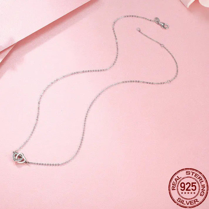 925 Sterling Silver Connected Heart Pendant Necklace for Girlfriend Valentine's Day Gift Fine Jewelry SCN181